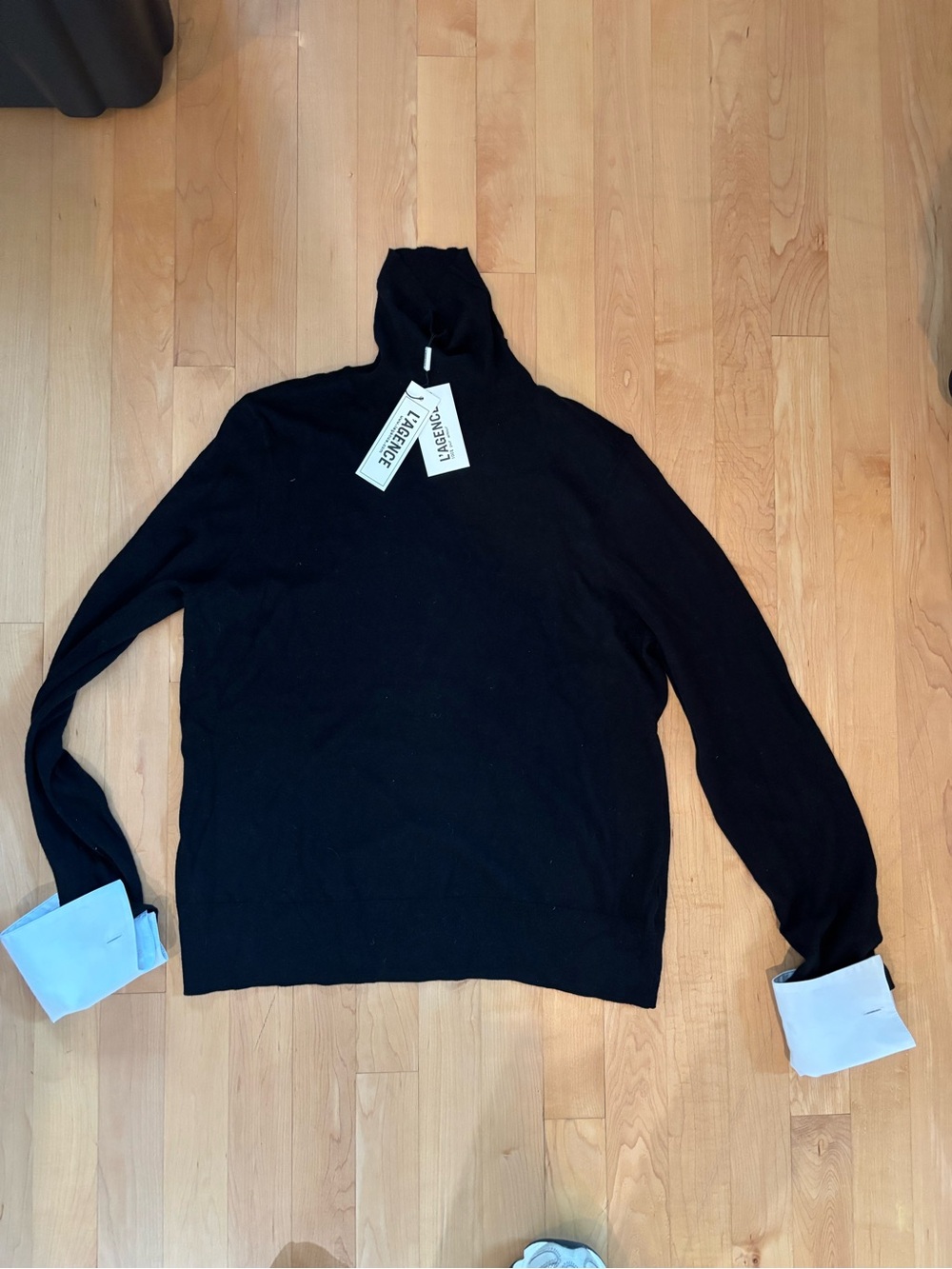 L'AGENCE Black Women's Turtleneck Sweater - Silk Blend